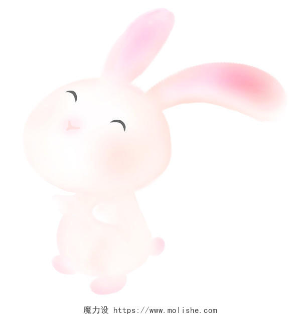 中秋节卡通兔子透明元素小图片psd素材